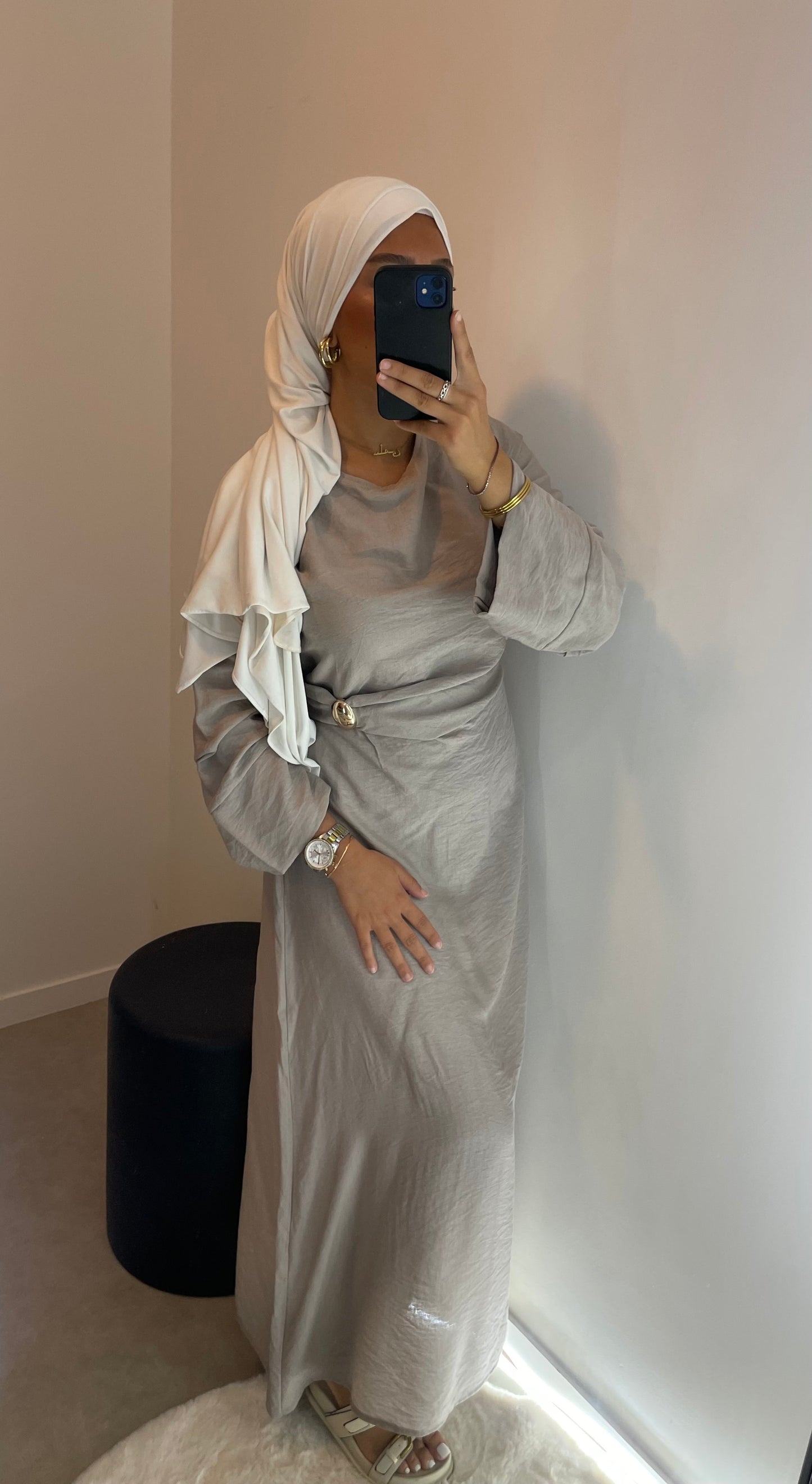 Robe taupe lin