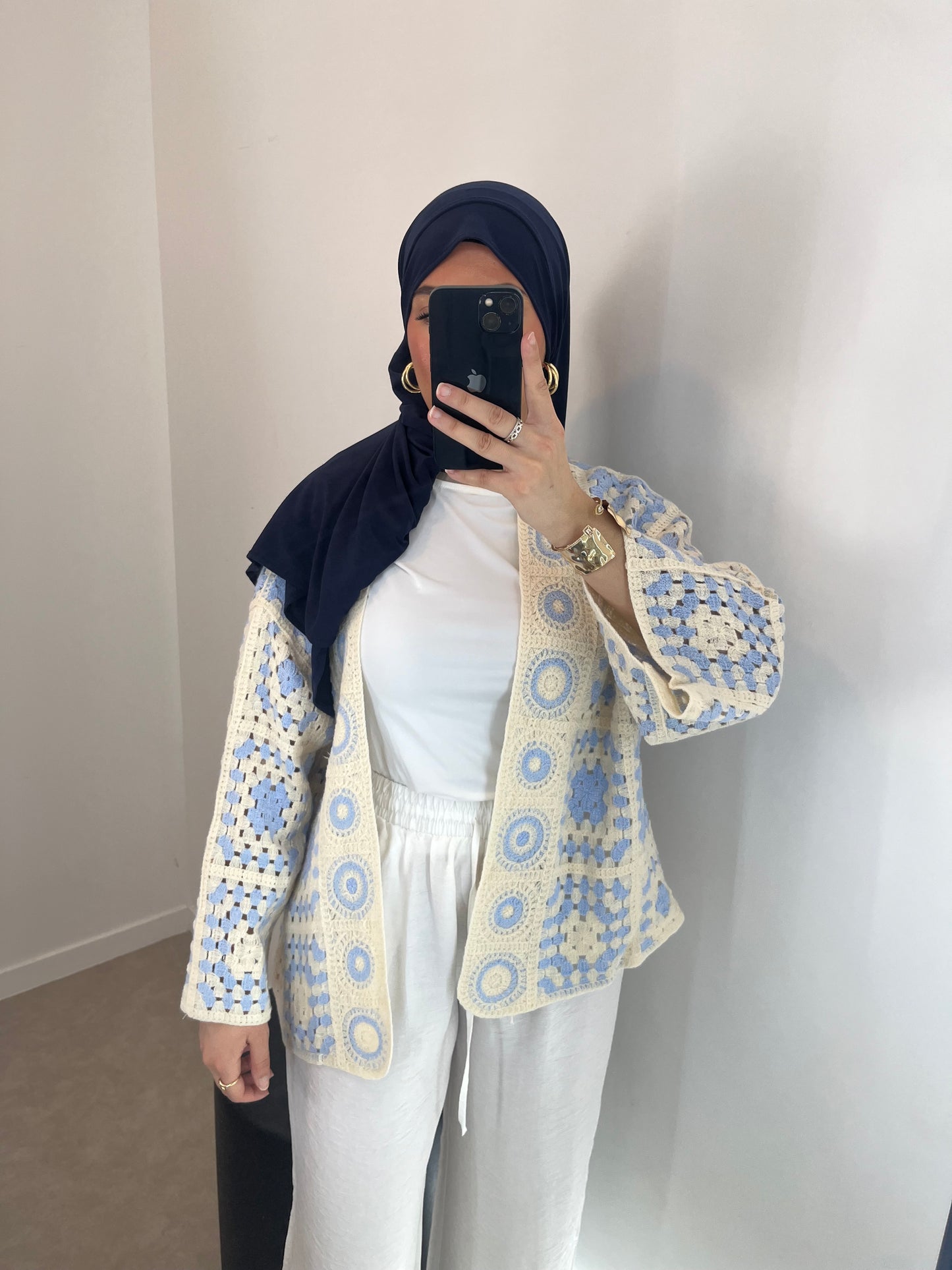 Gilet tricot bleu ciel