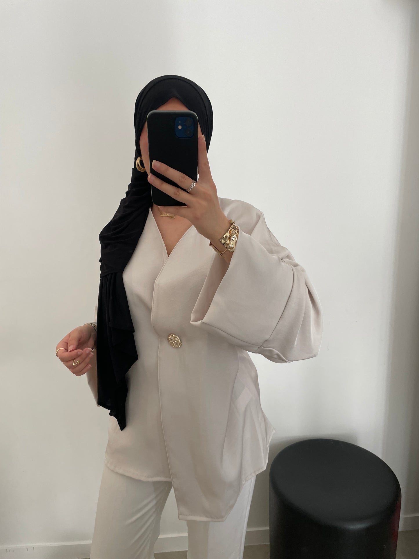 Blouse satinée crème