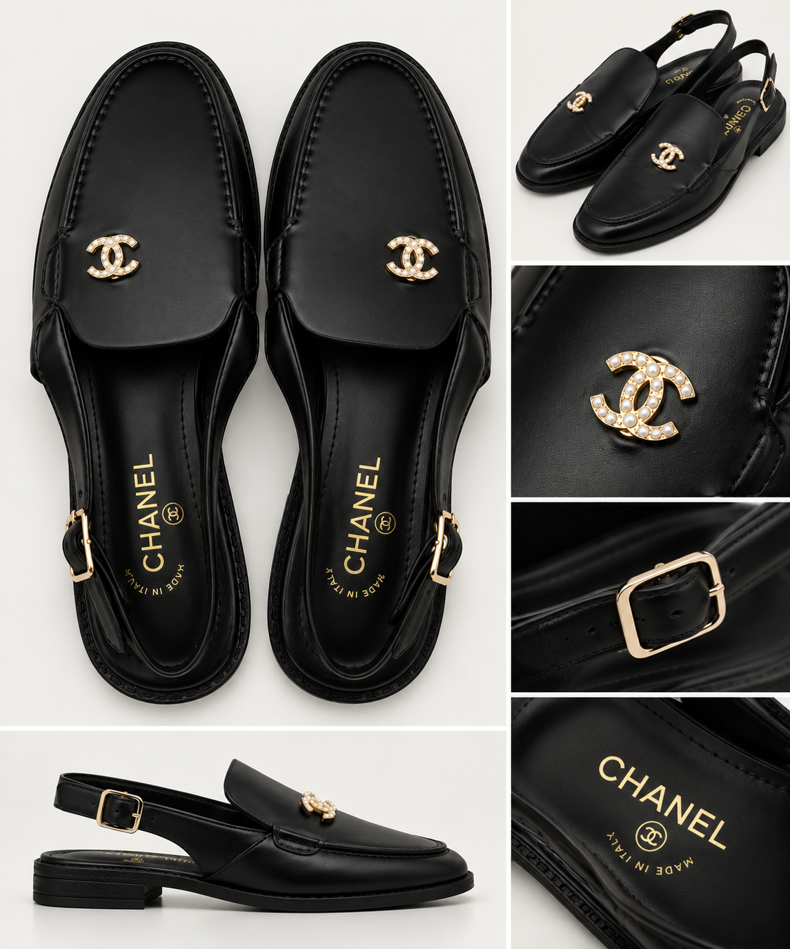 Mocassin cc noir diamant