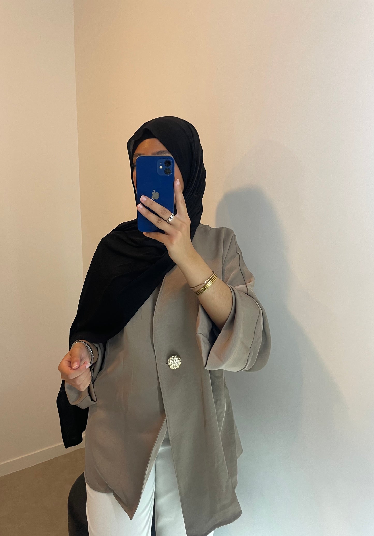Blouse satinée TAUPE