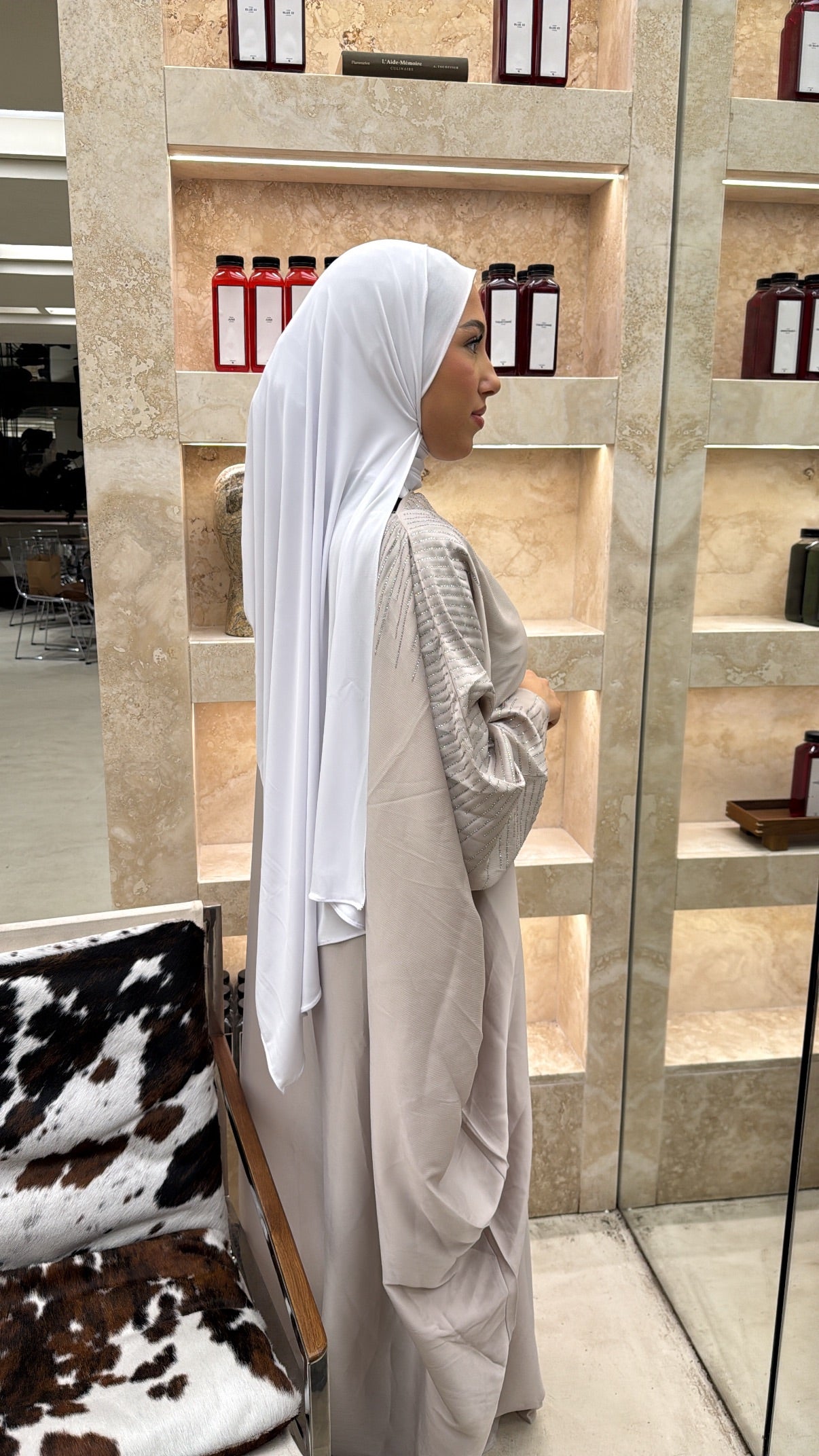 Abaya effet papillon crème