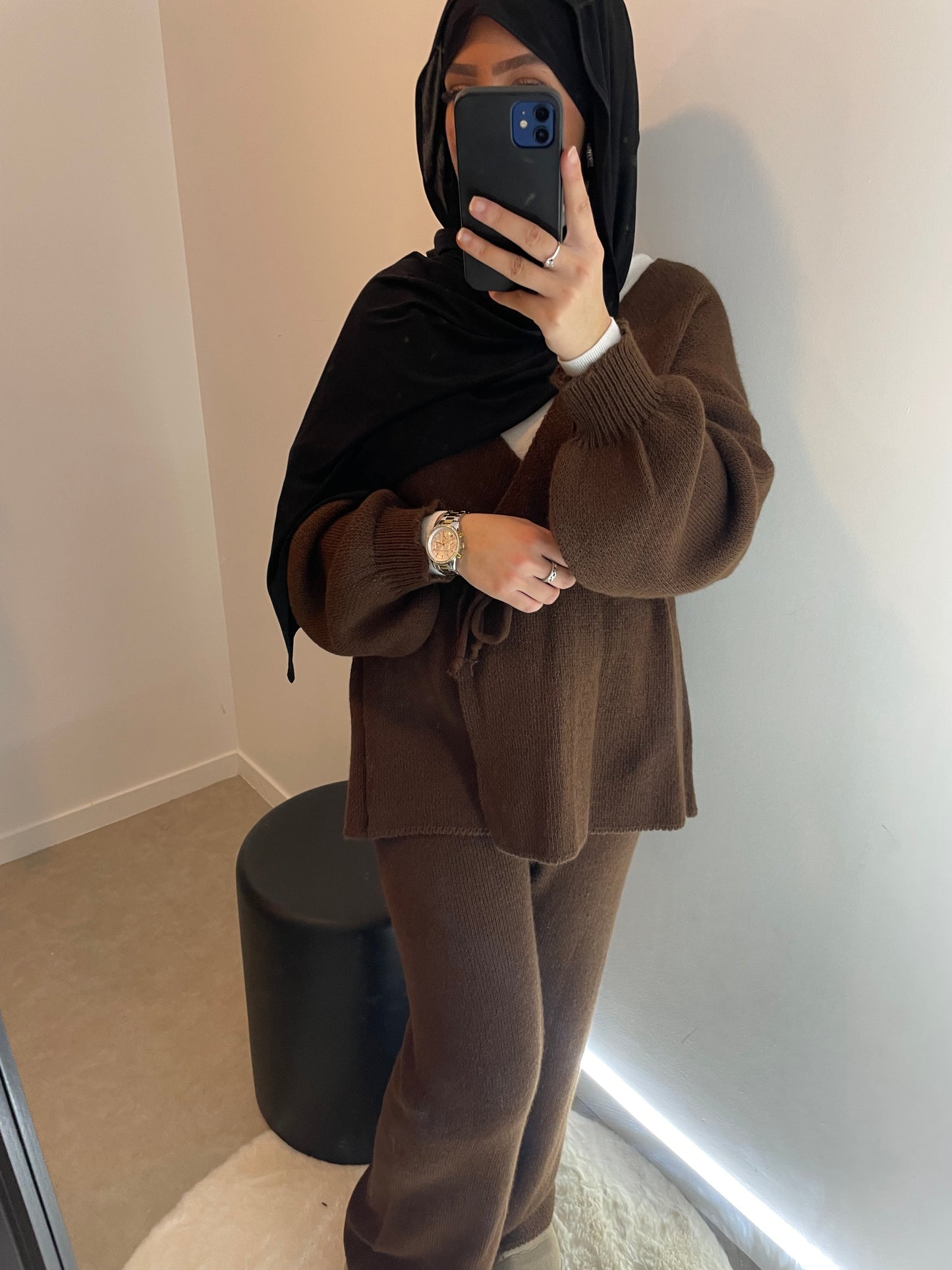 Ensemble cache cœur marron