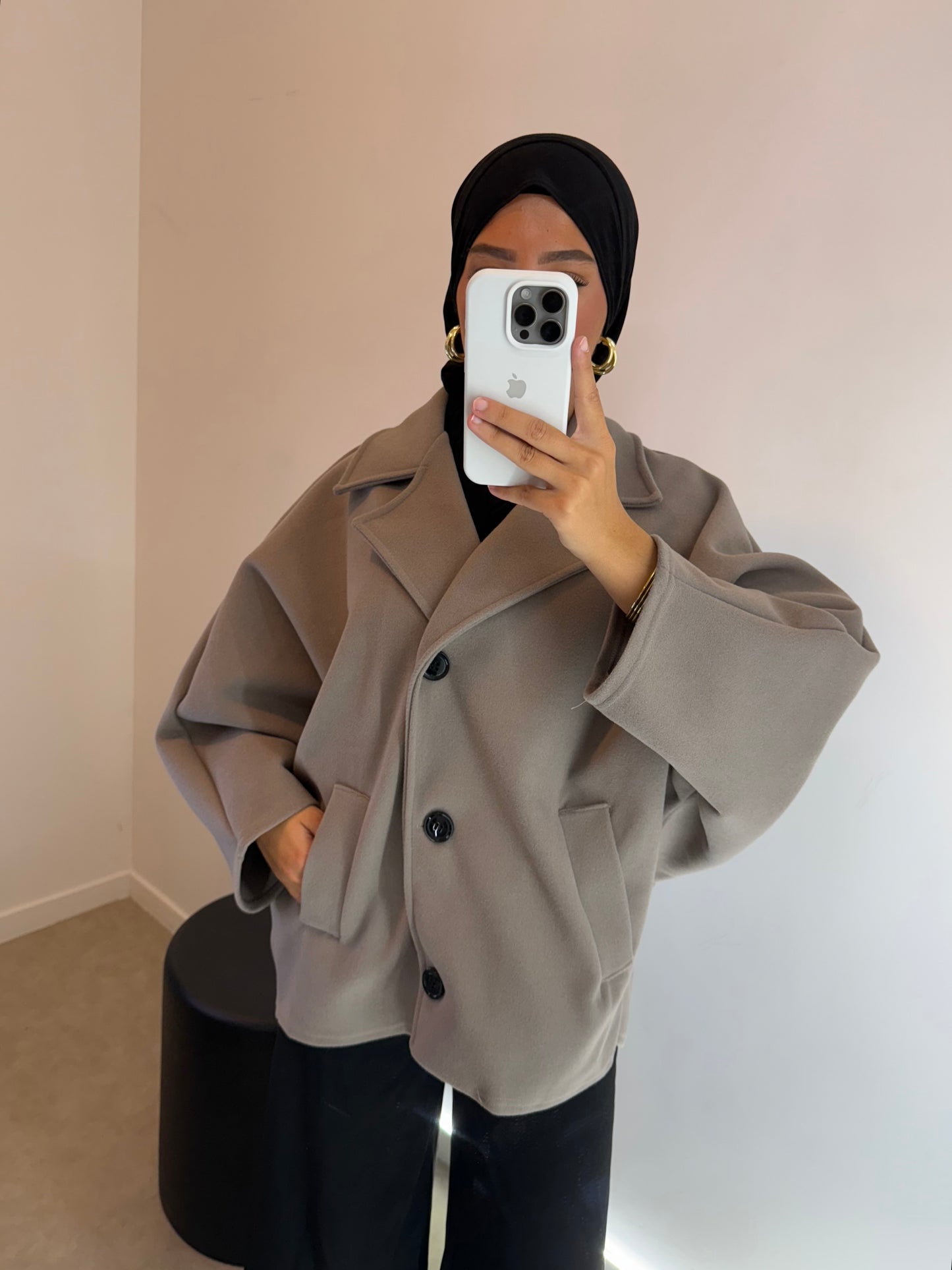 Manteau court taupe