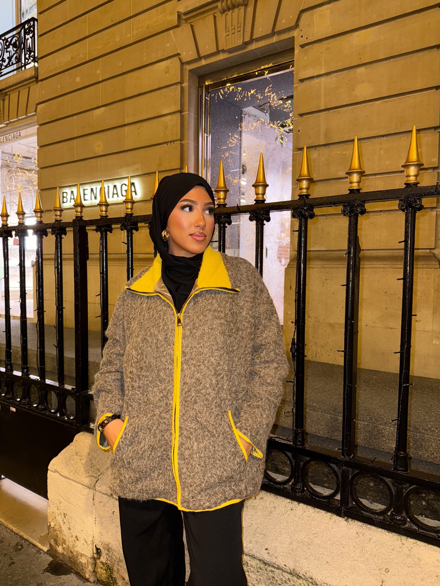 Veste mi-longue taupe