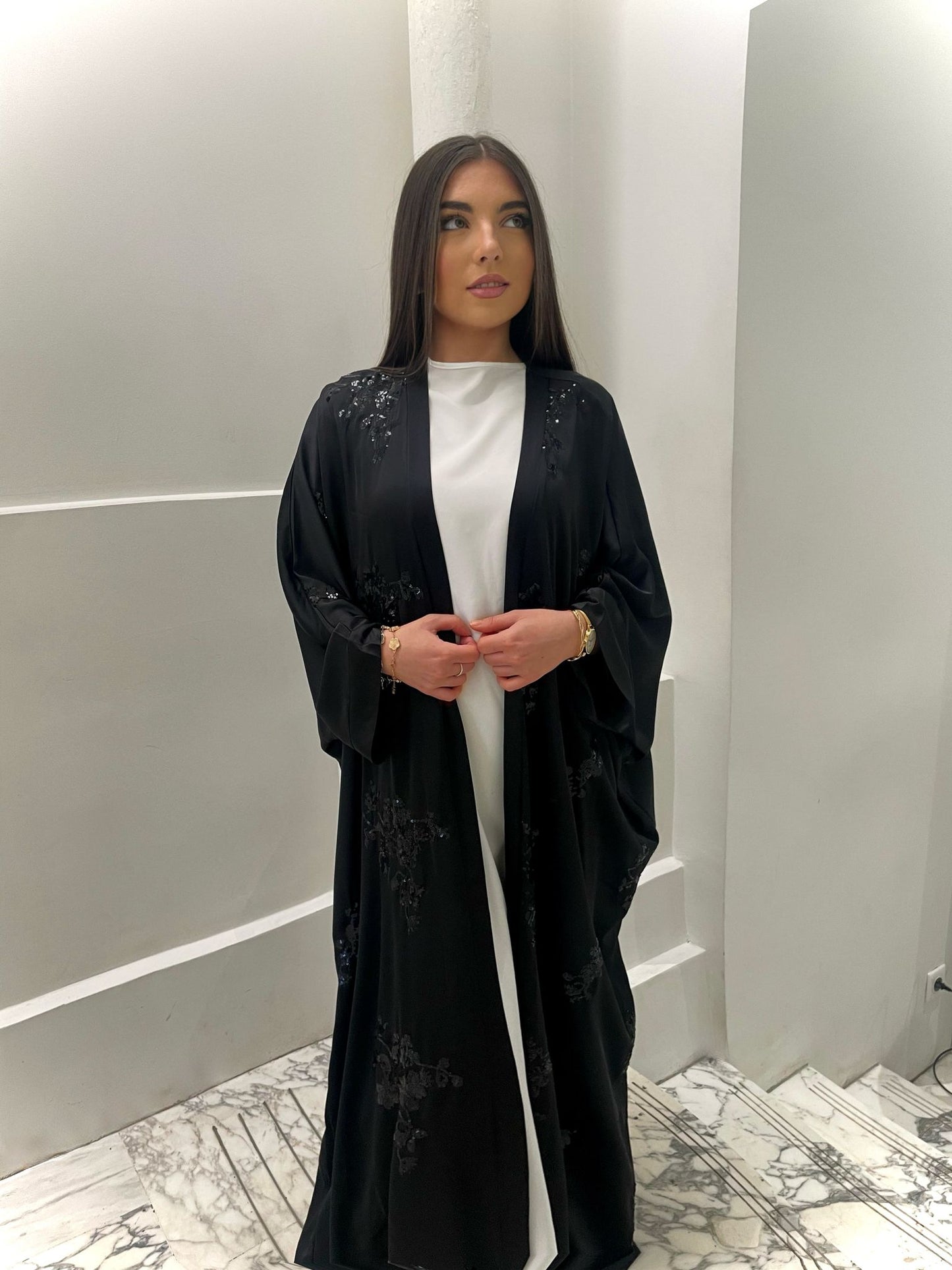 Kimono strass noir