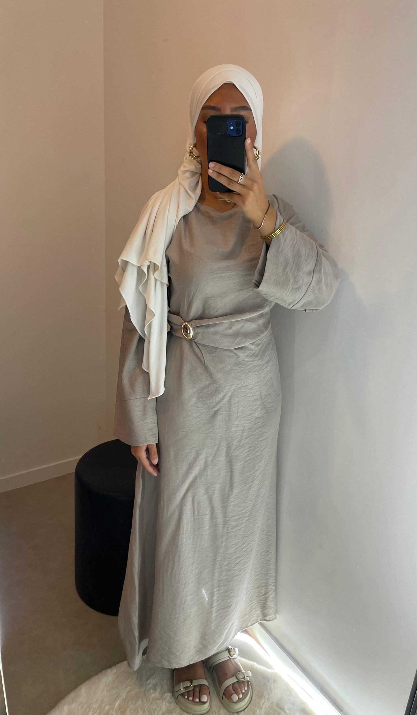 Robe taupe lin