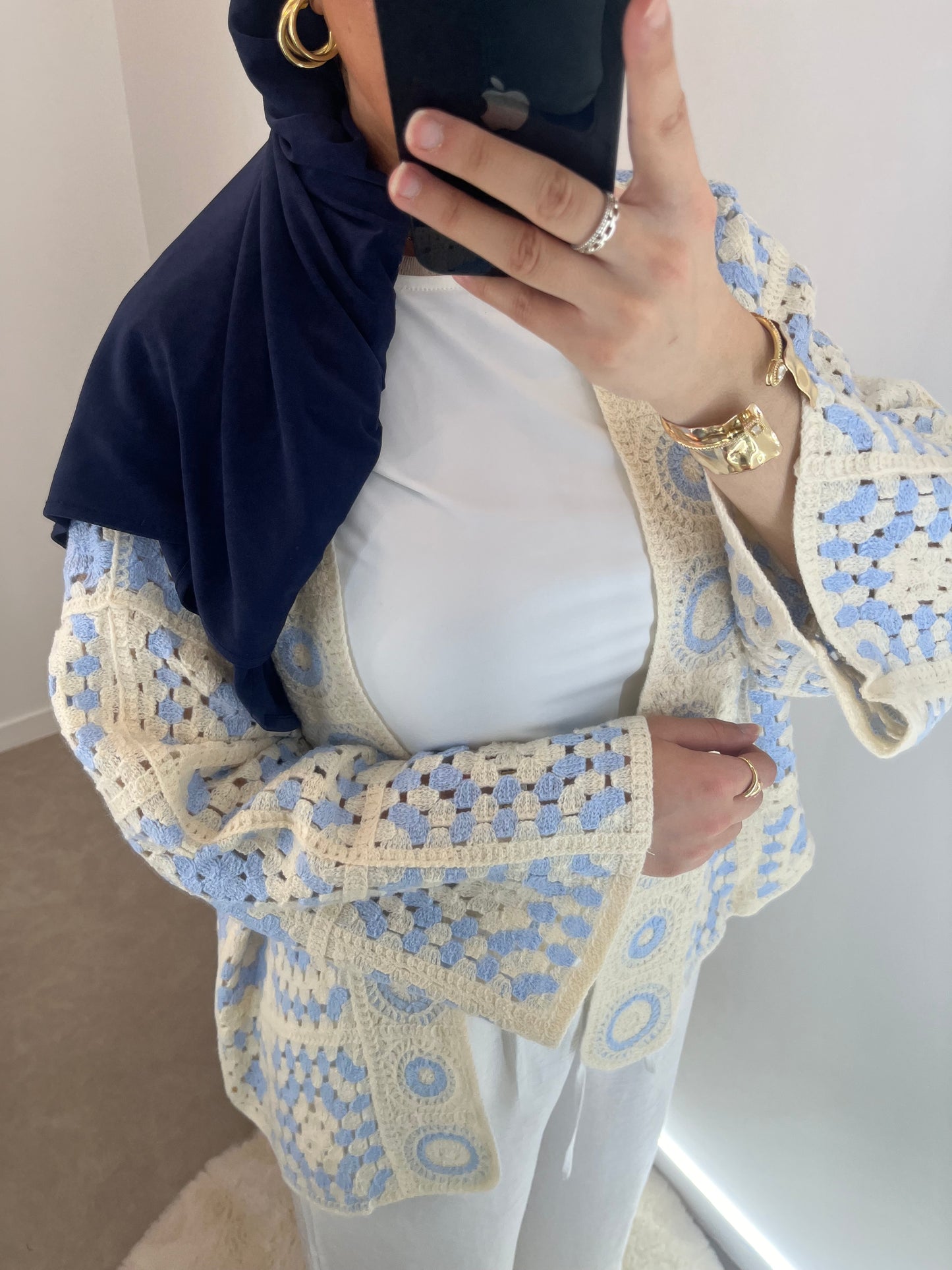 Gilet tricot bleu ciel