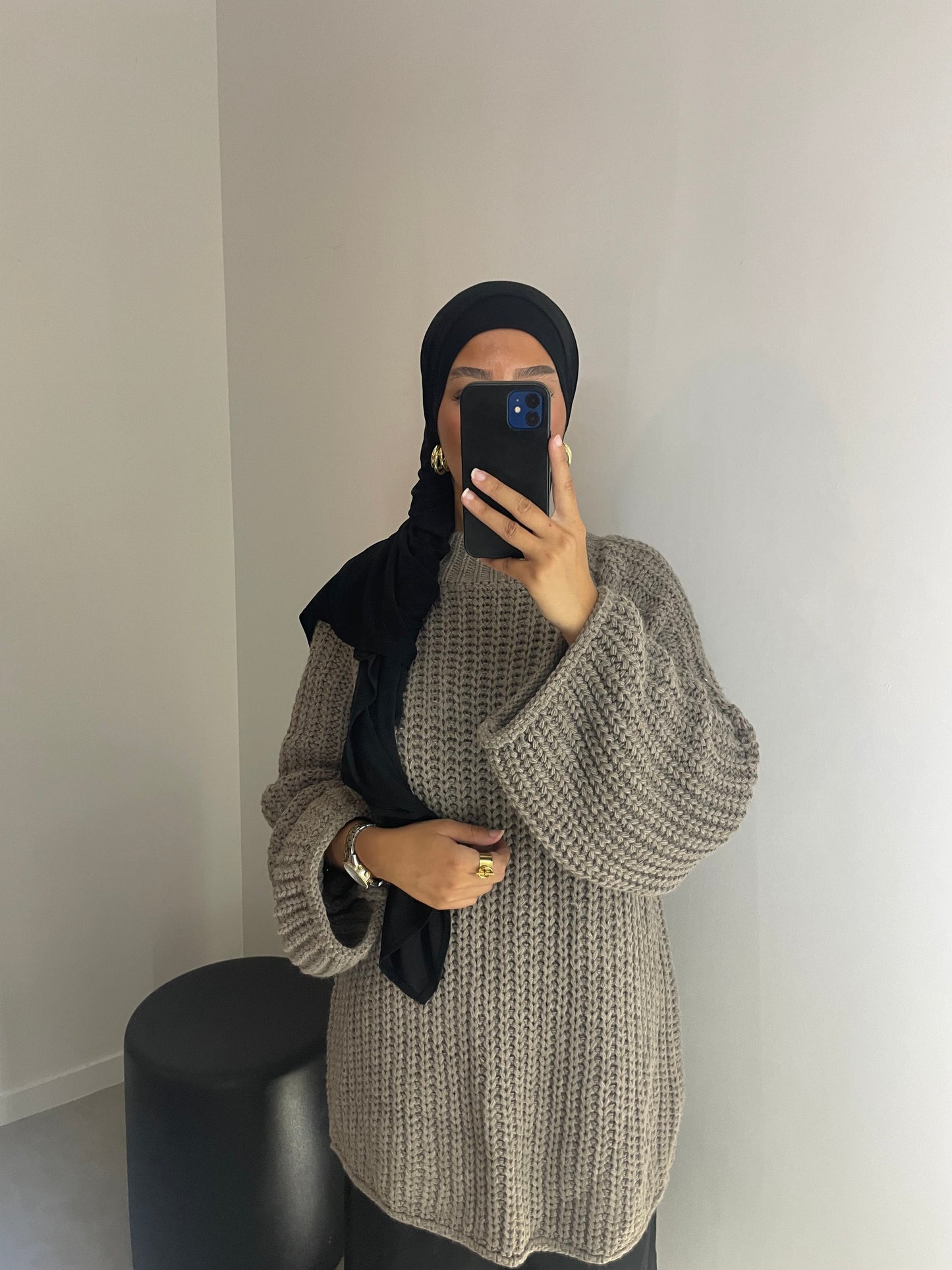 Pull oversize taupe
