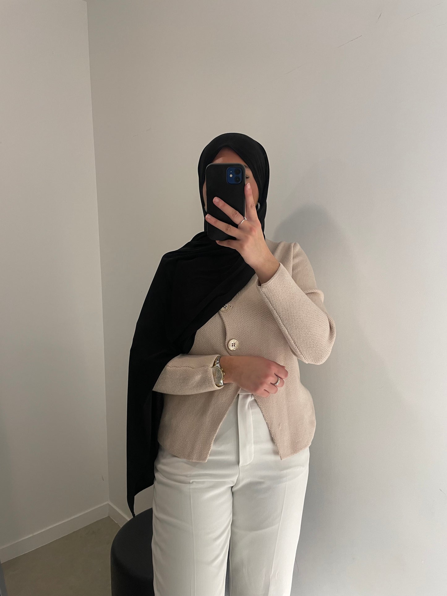 Pull boutonné beige