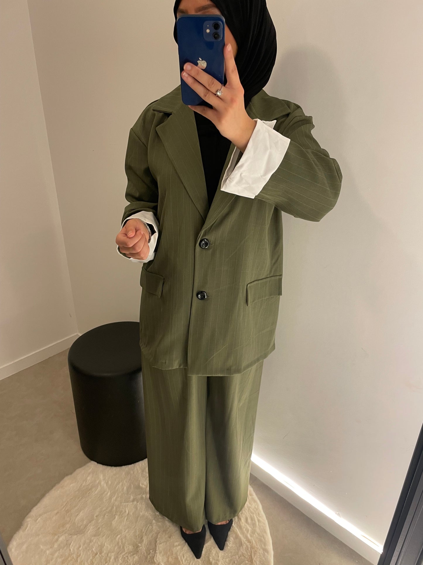 Ensemble blazer pantalon vert