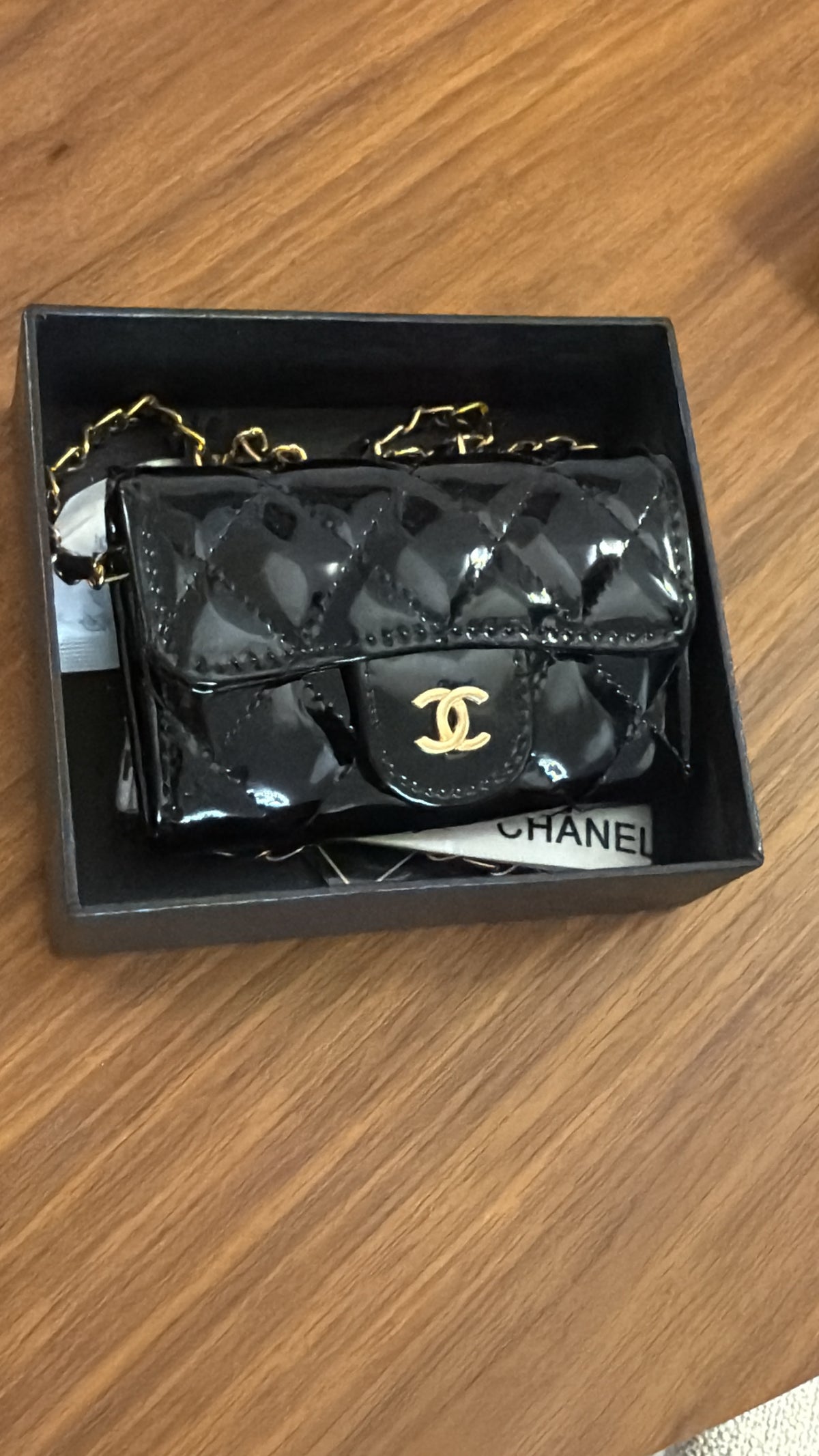 Mini sac cc noir vernis