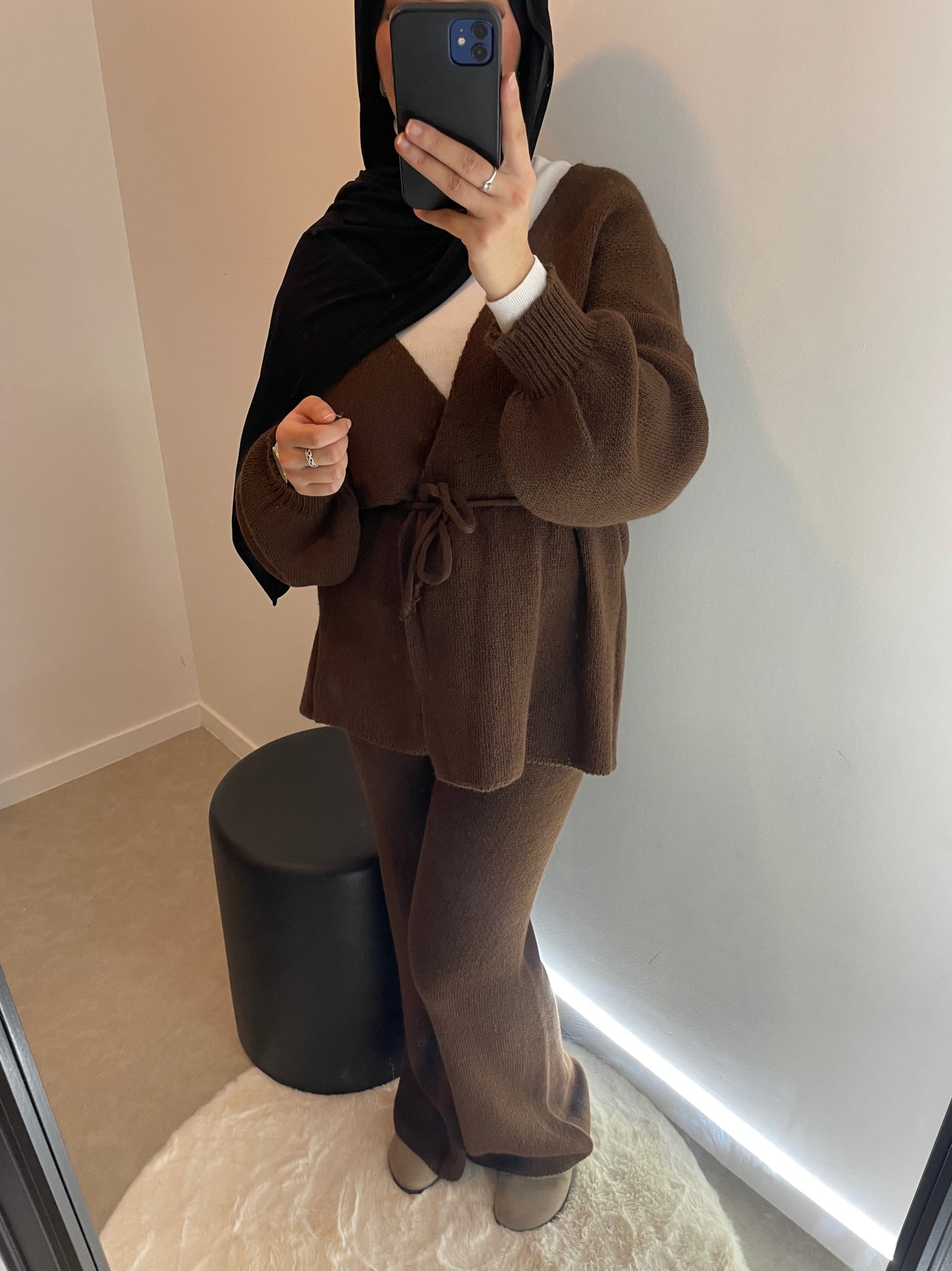 Ensemble cache cœur marron