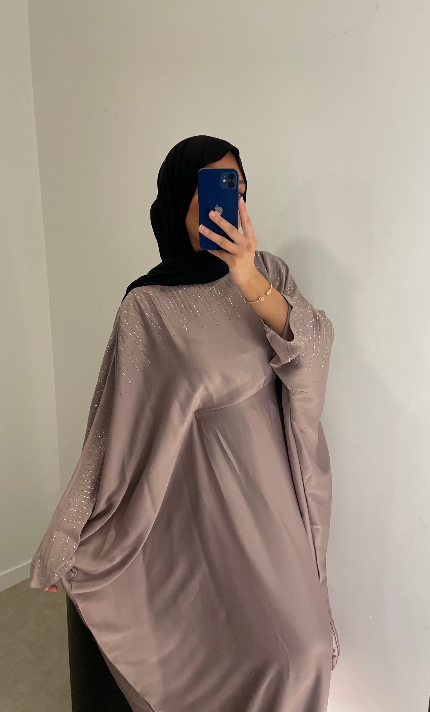 Abaya papillon beige