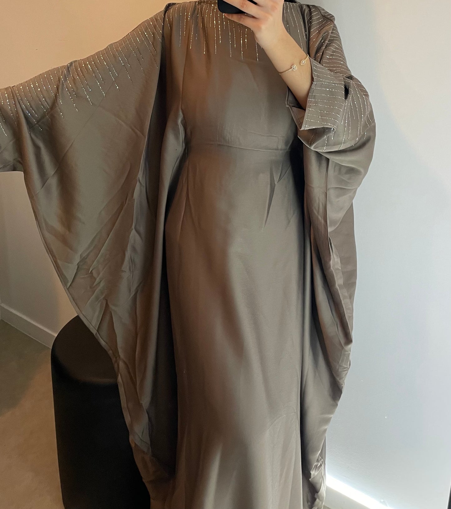 Abaya papillon nude