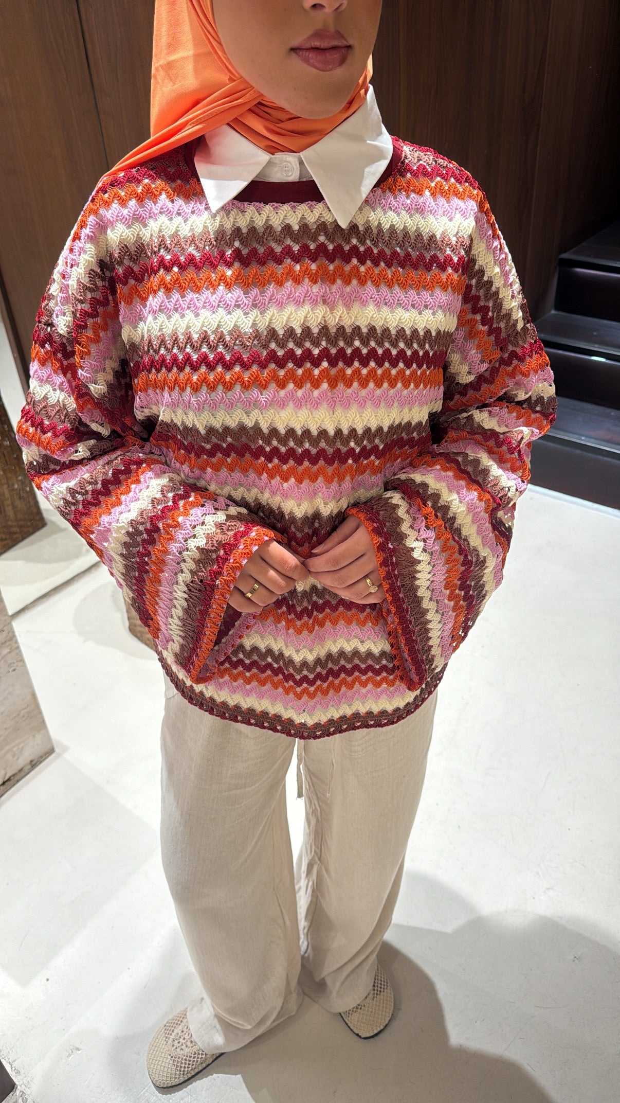 Haut tricot tricolore