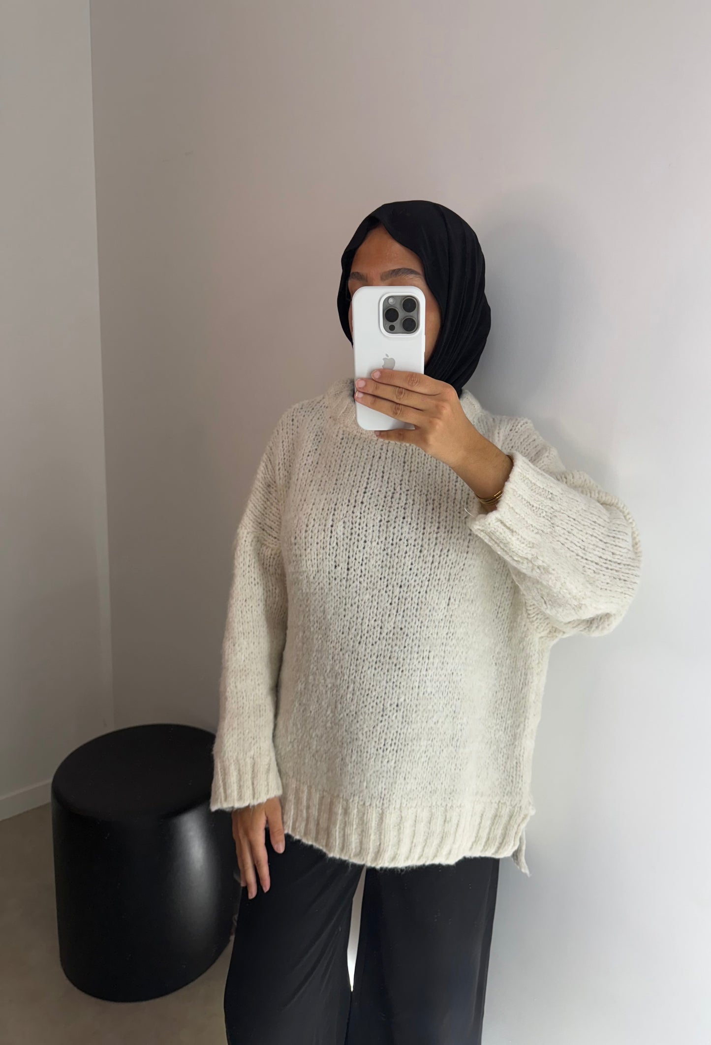 Pull oversize crème