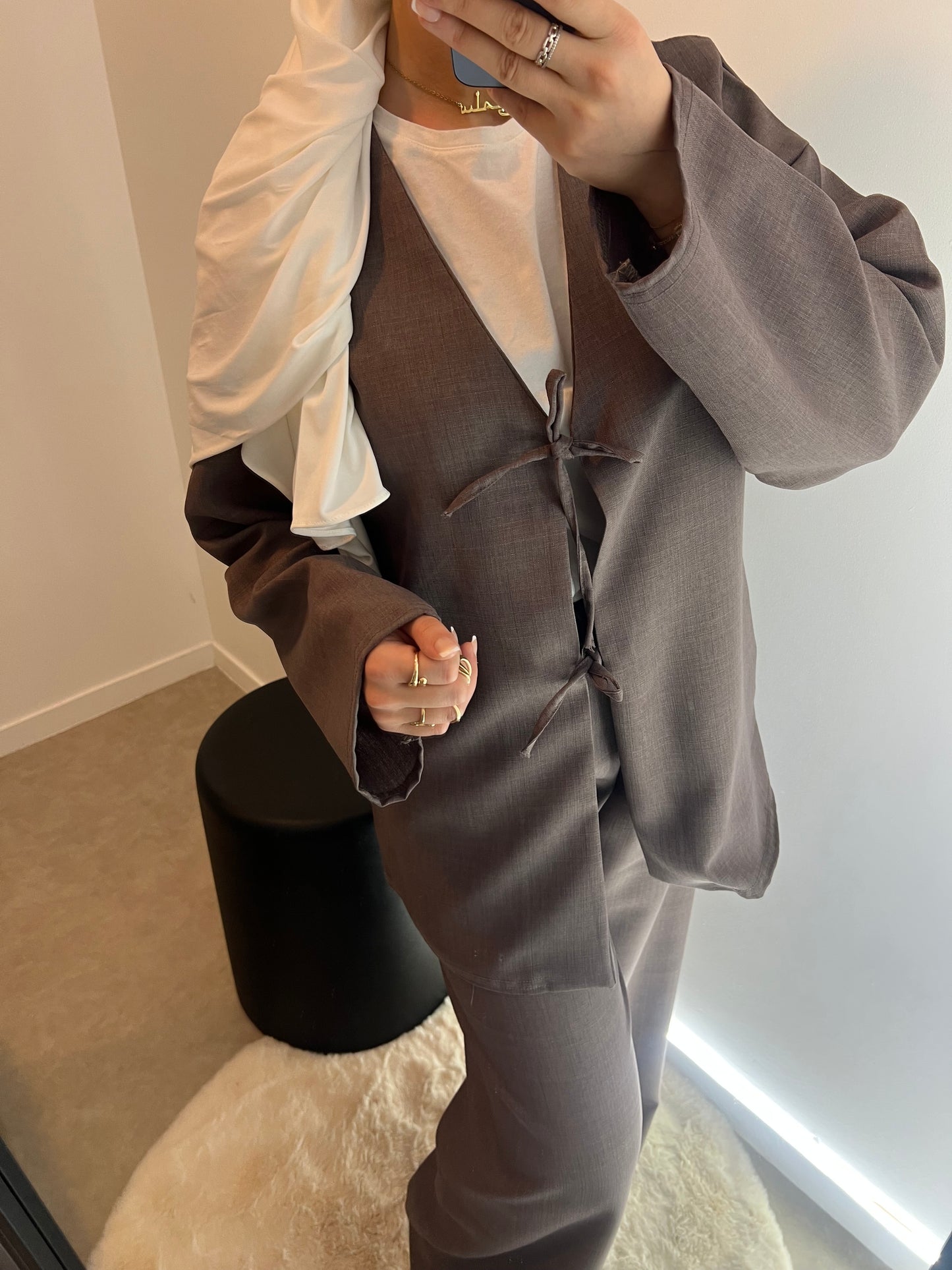 Ensemble top pantalon taupe