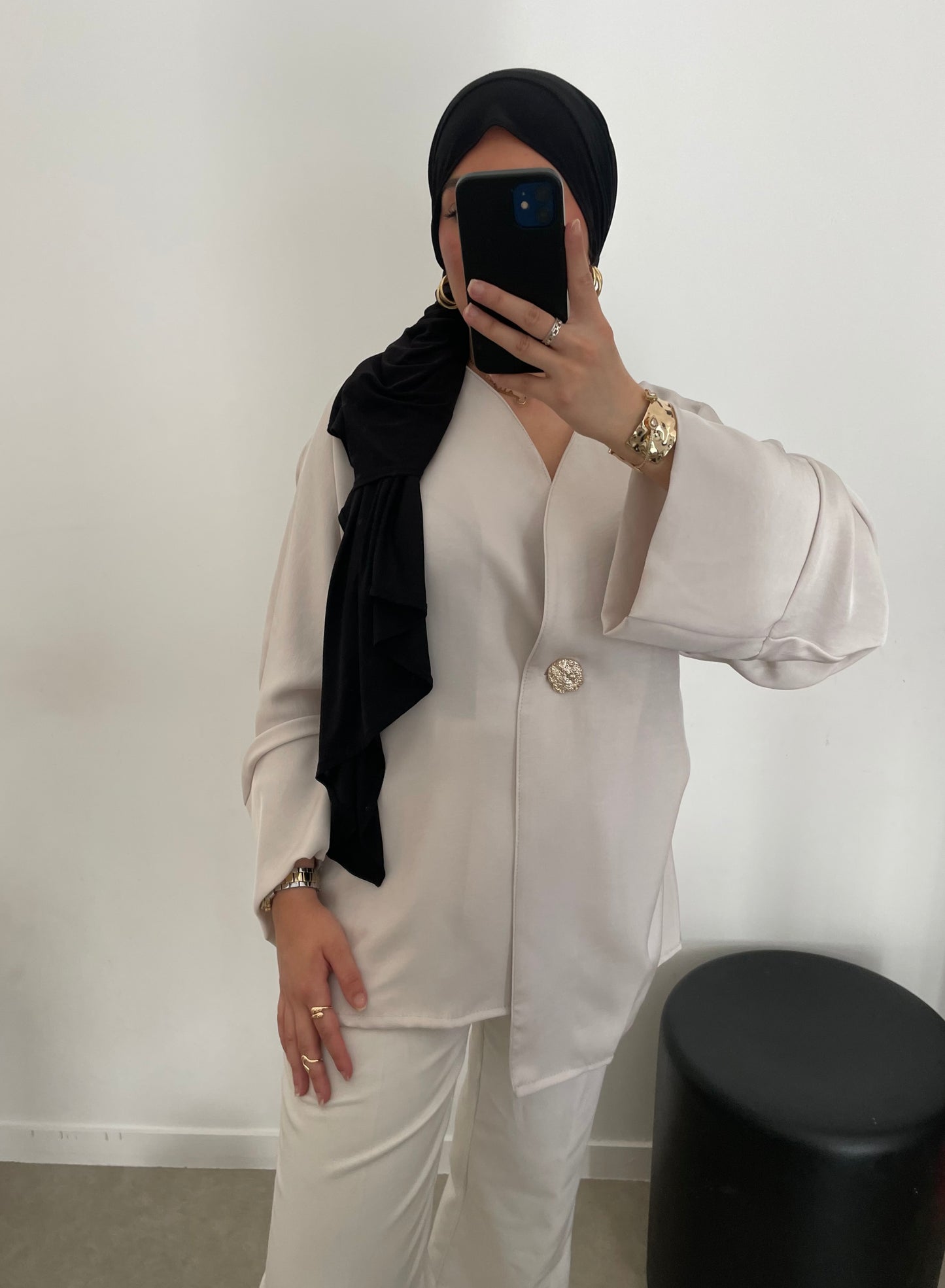 Blouse satinée crème