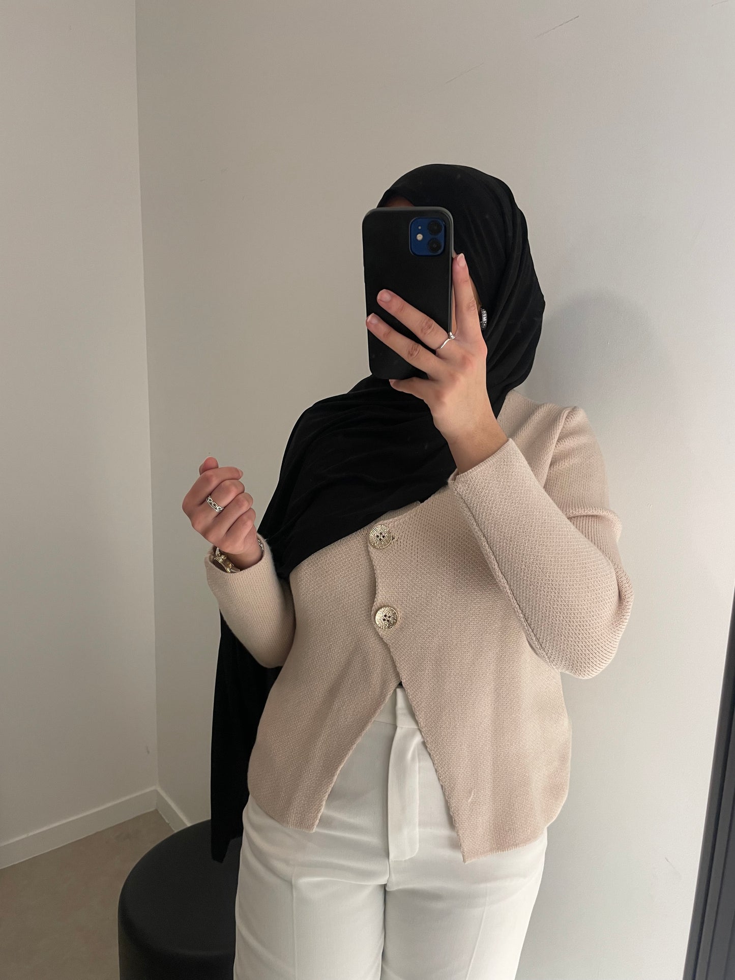 Pull boutonné beige
