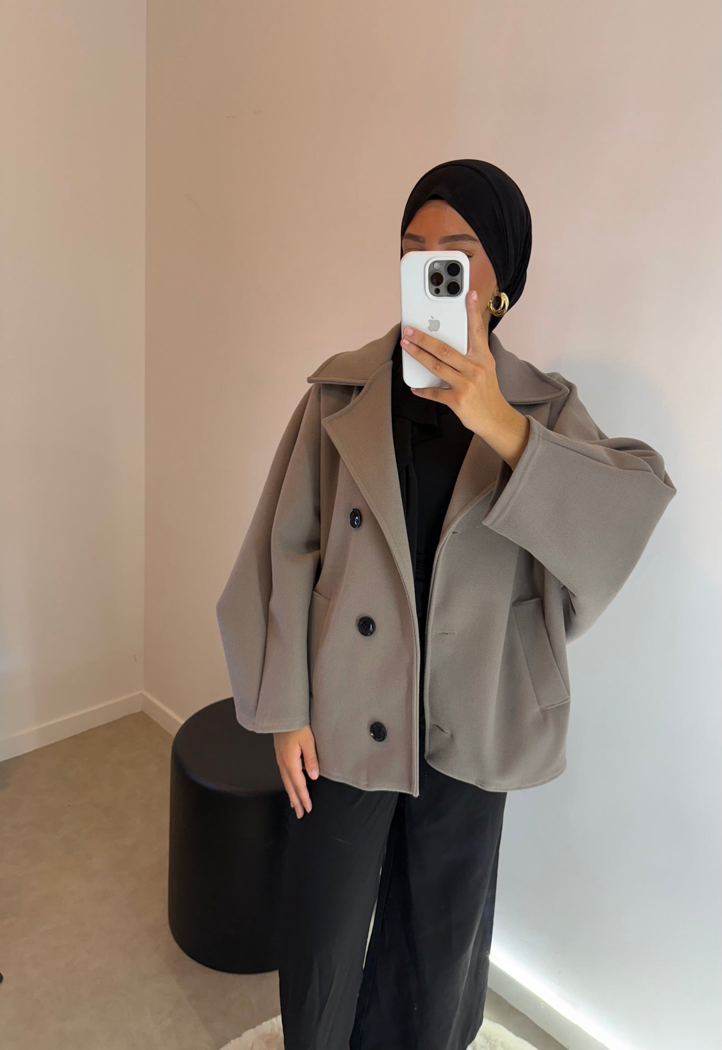 Manteau court taupe