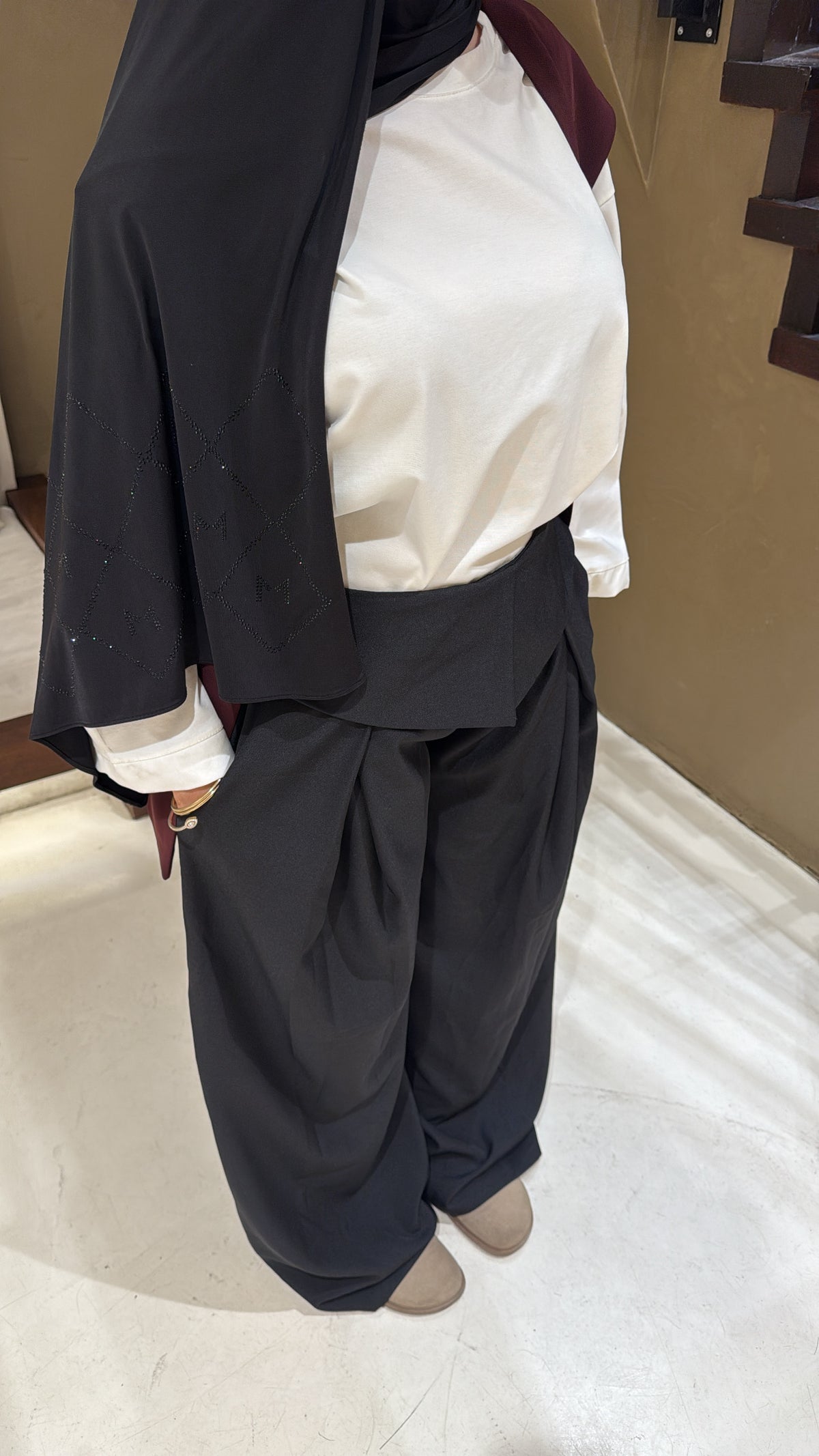 Pantalon à jambes larges noir