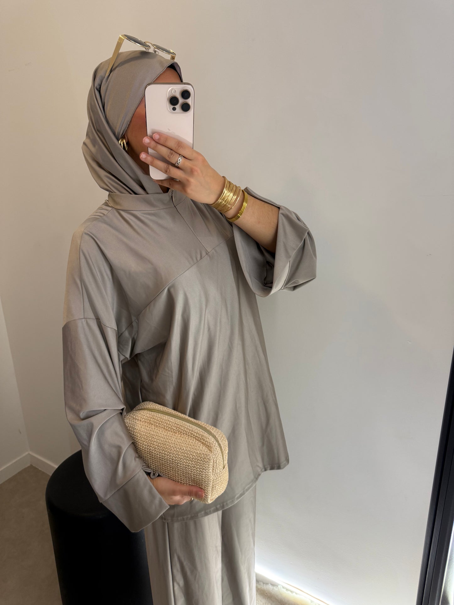Burkini gris avec zip VOILE INCLUS