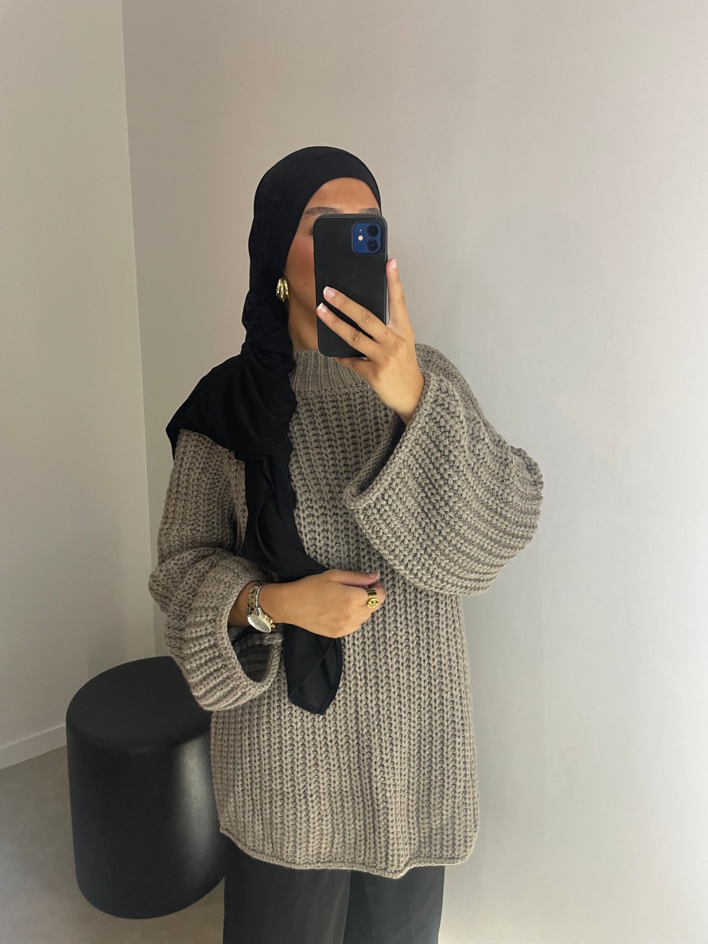 Pull oversize taupe
