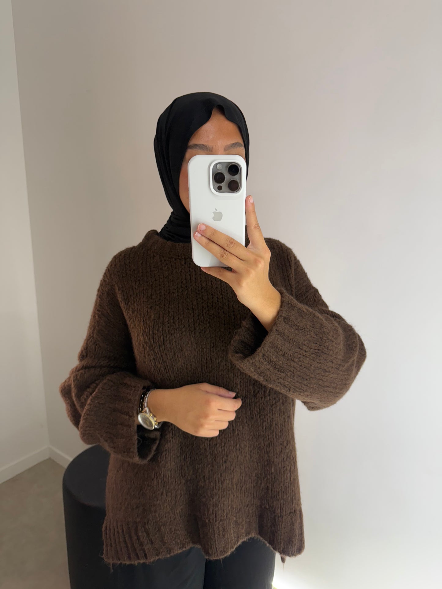 Pull oversize marron