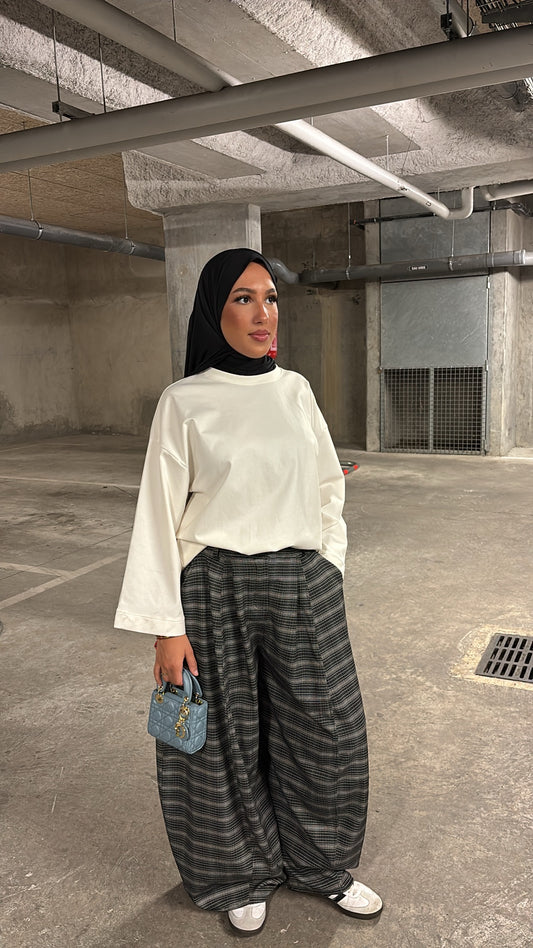 Pantalon noir à carreaux