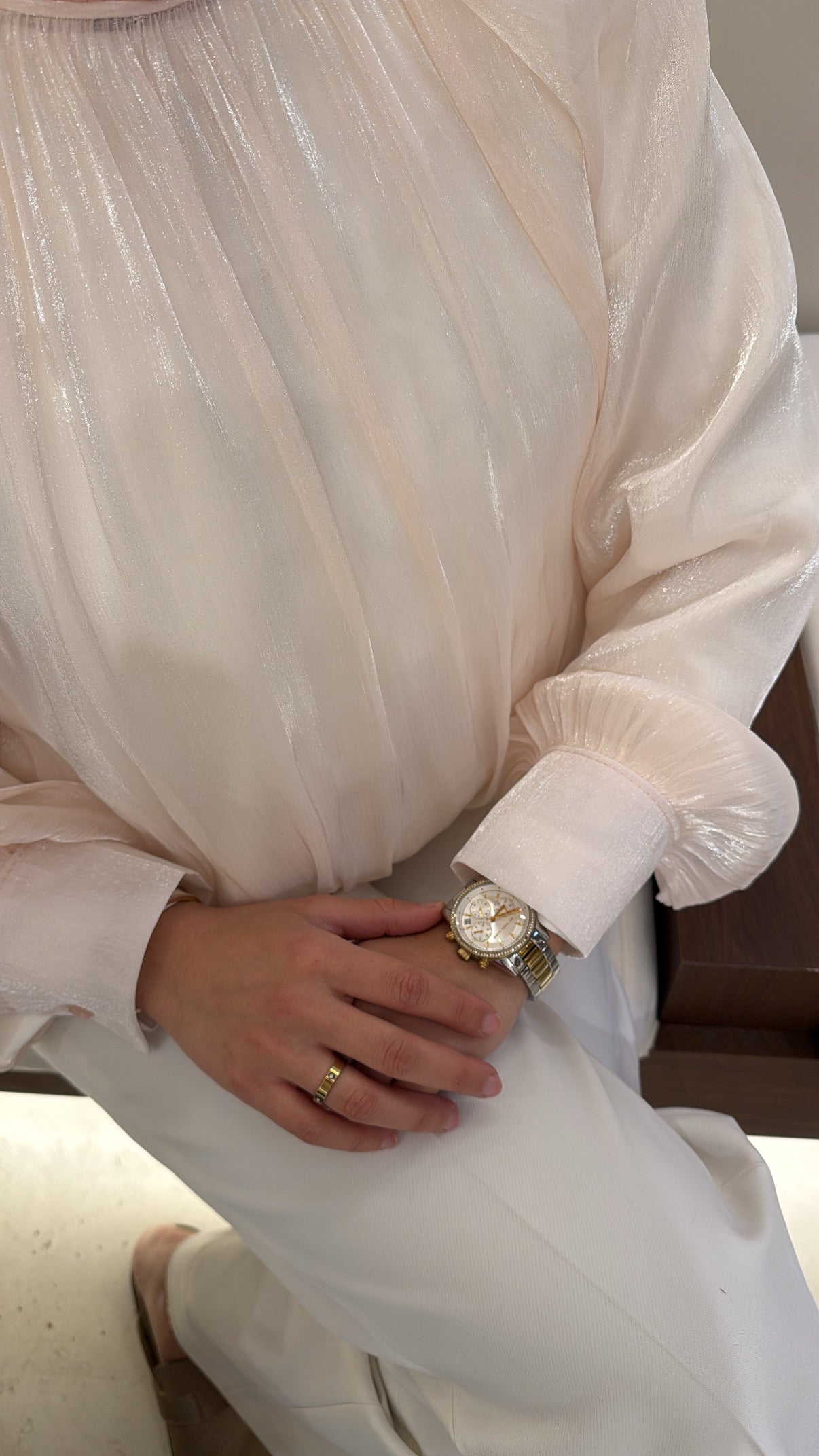 Blouse irisée rose