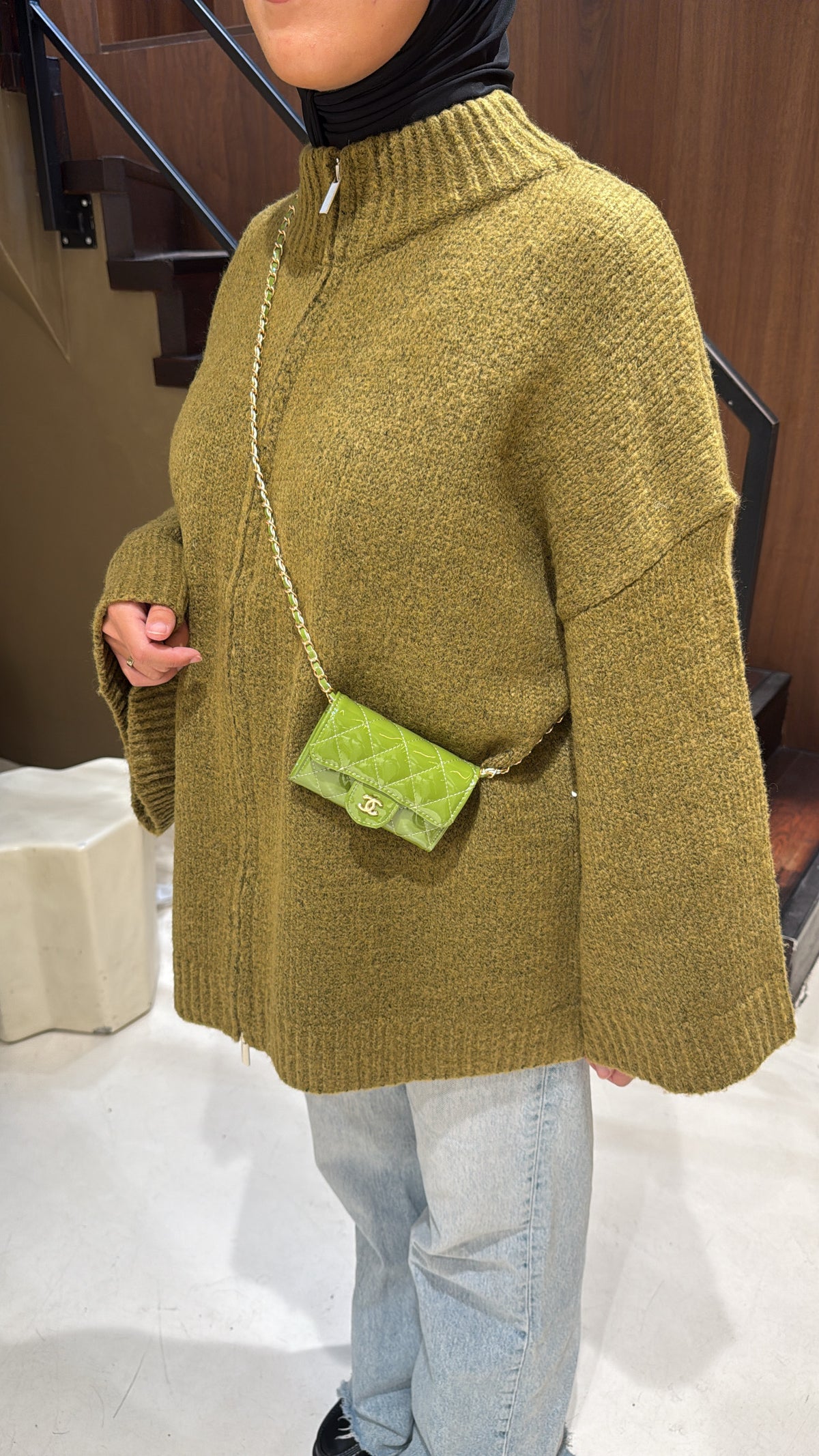 Gilet vert olive en laine
