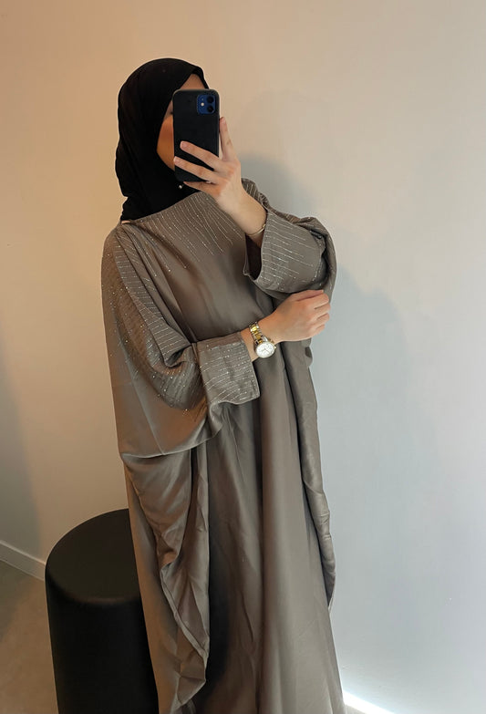 Abaya papillon nude