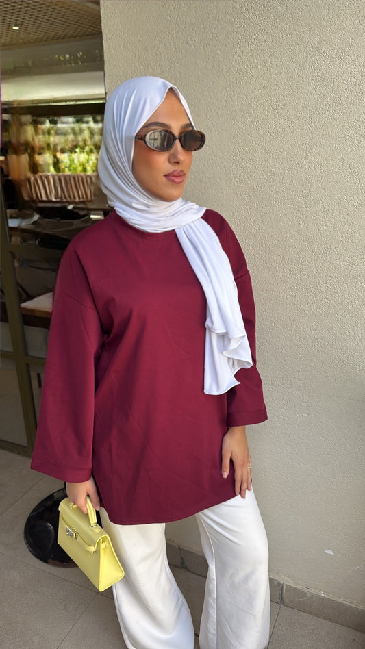 Tee shirt oversize bordeaux