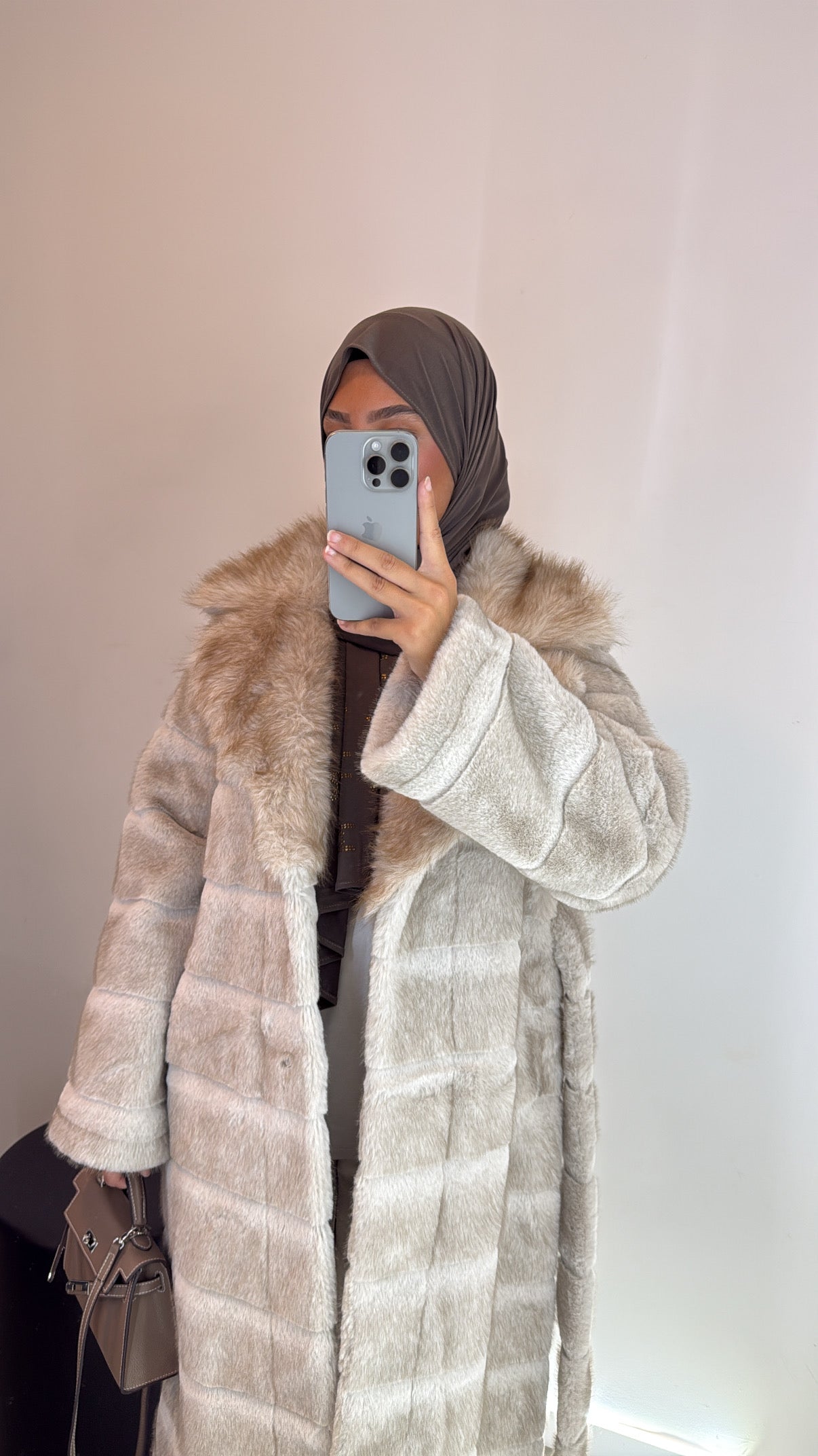 Fourrure bi matière beige