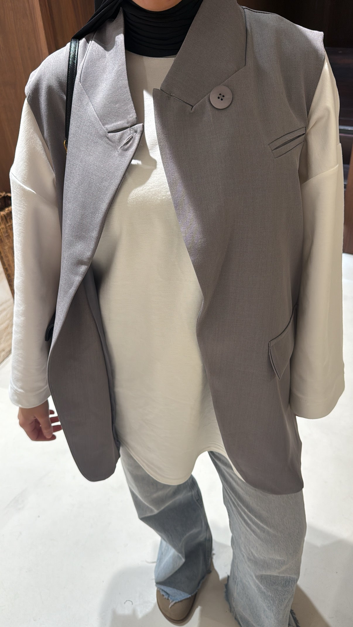 Blazer sans manche gris