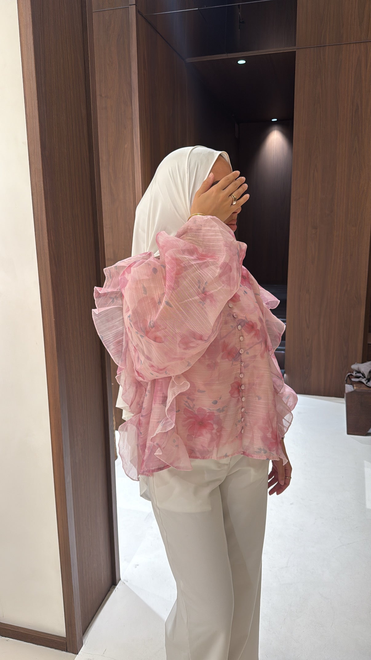 Blouse fleurie rose