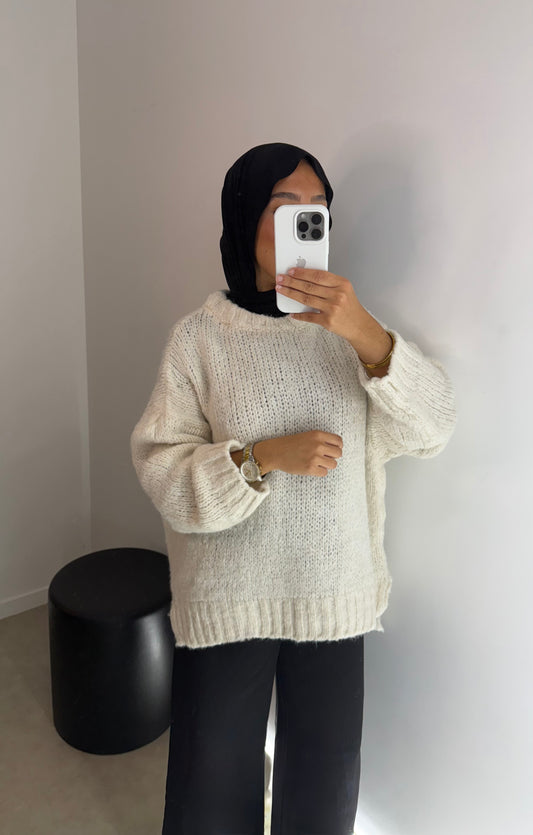 Pull oversize crème