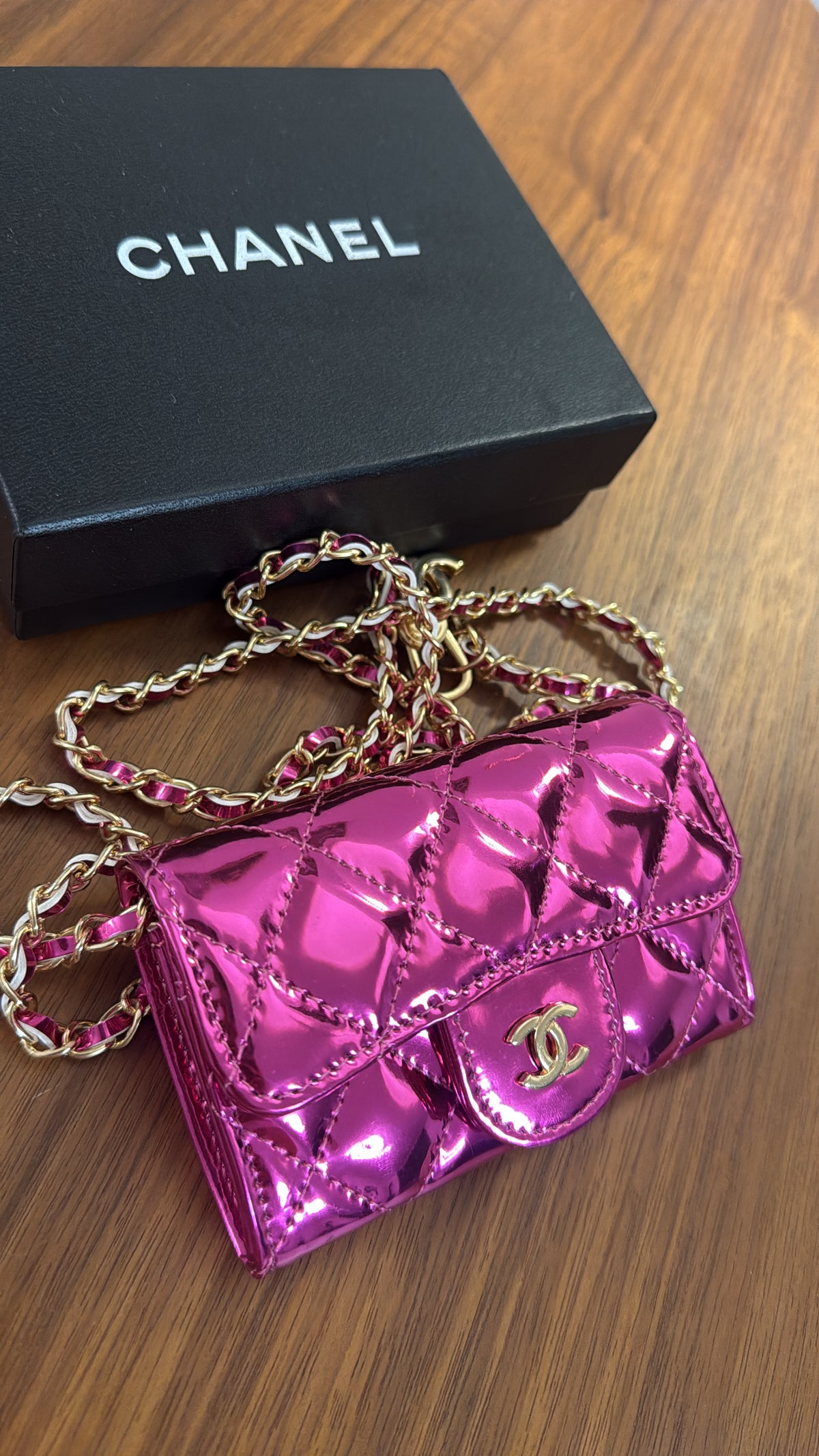 Mini sac cc rose métallique
