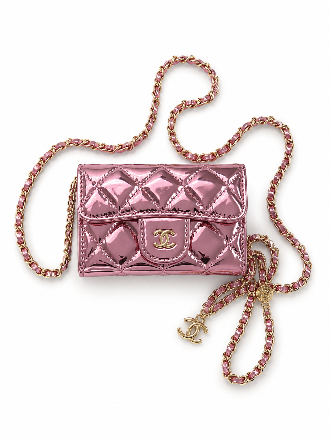 Mini sac cc rose métallique
