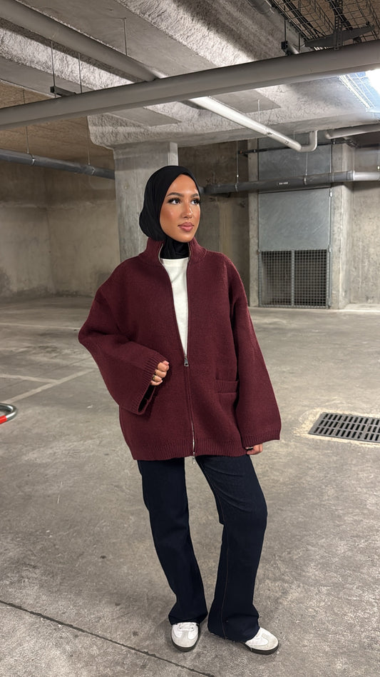 Gilet bordeaux en laine