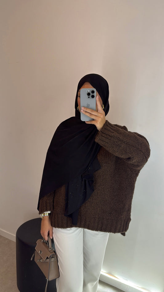 Pull oversize marron