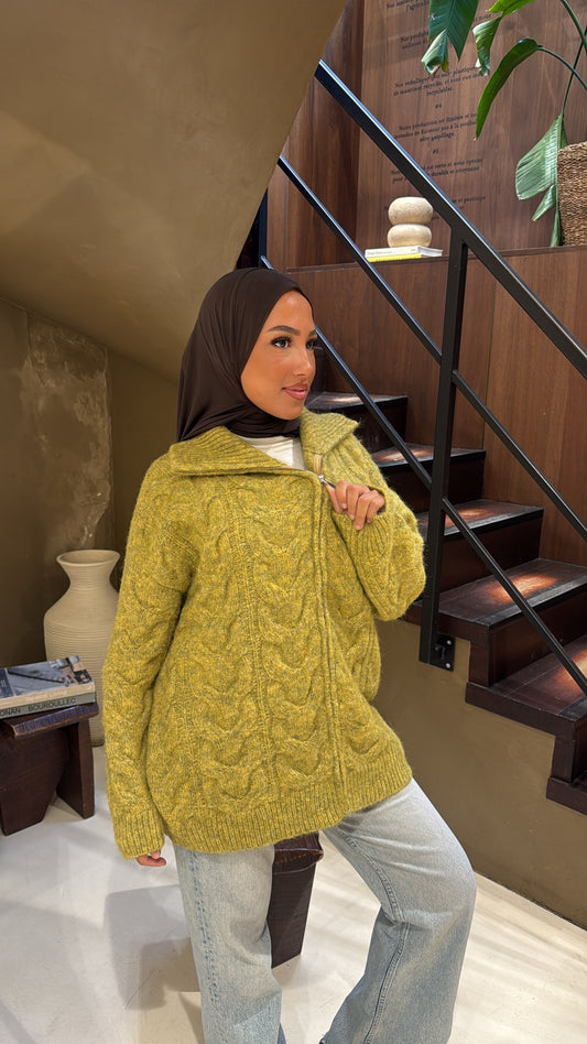 Gilet vert olive en laine