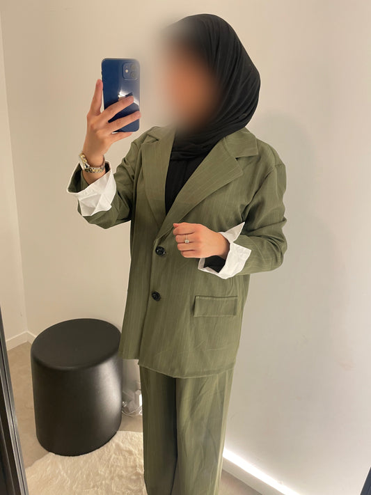 Ensemble blazer pantalon vert