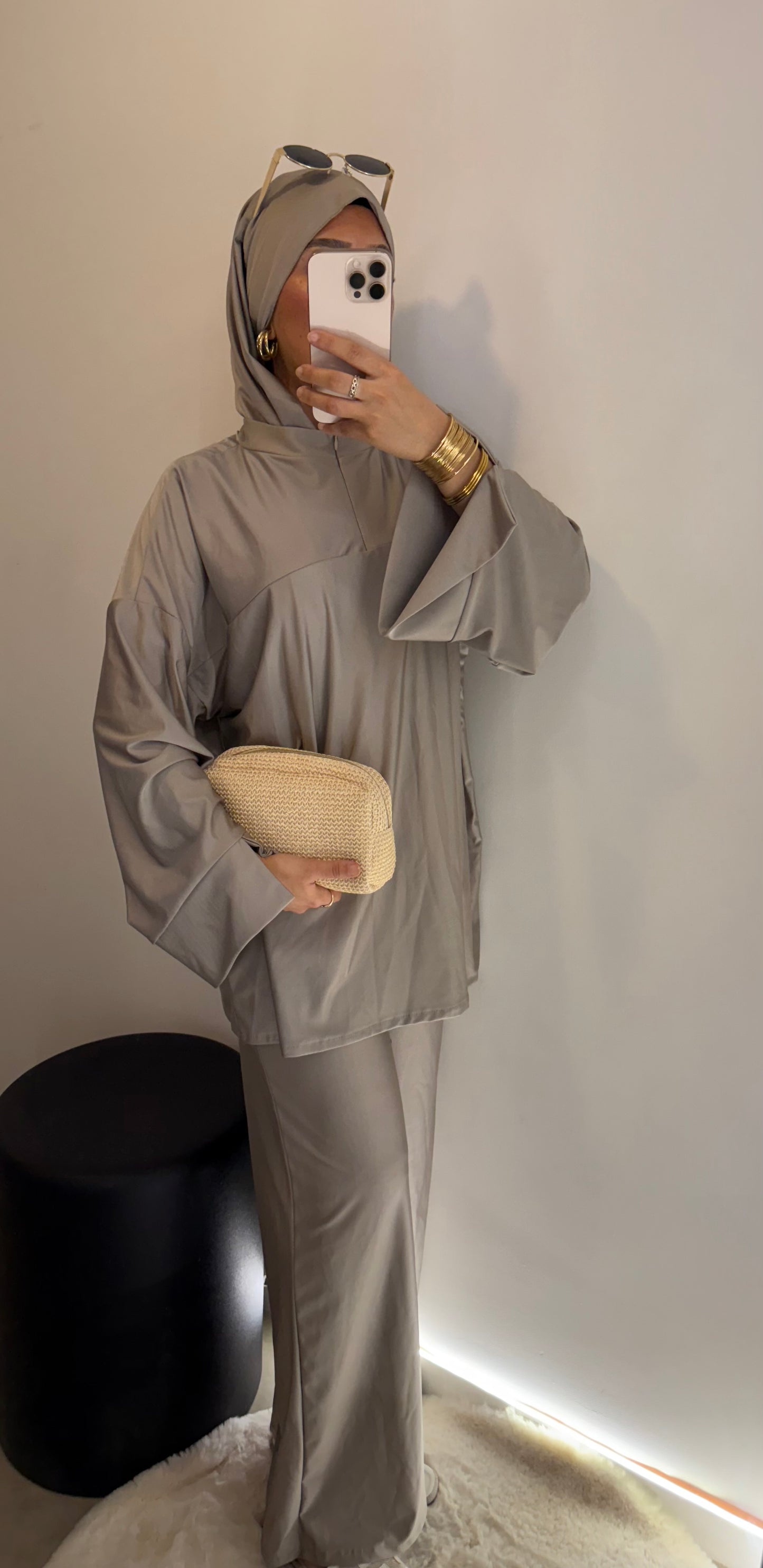 Burkini gris avec zip VOILE INCLUS