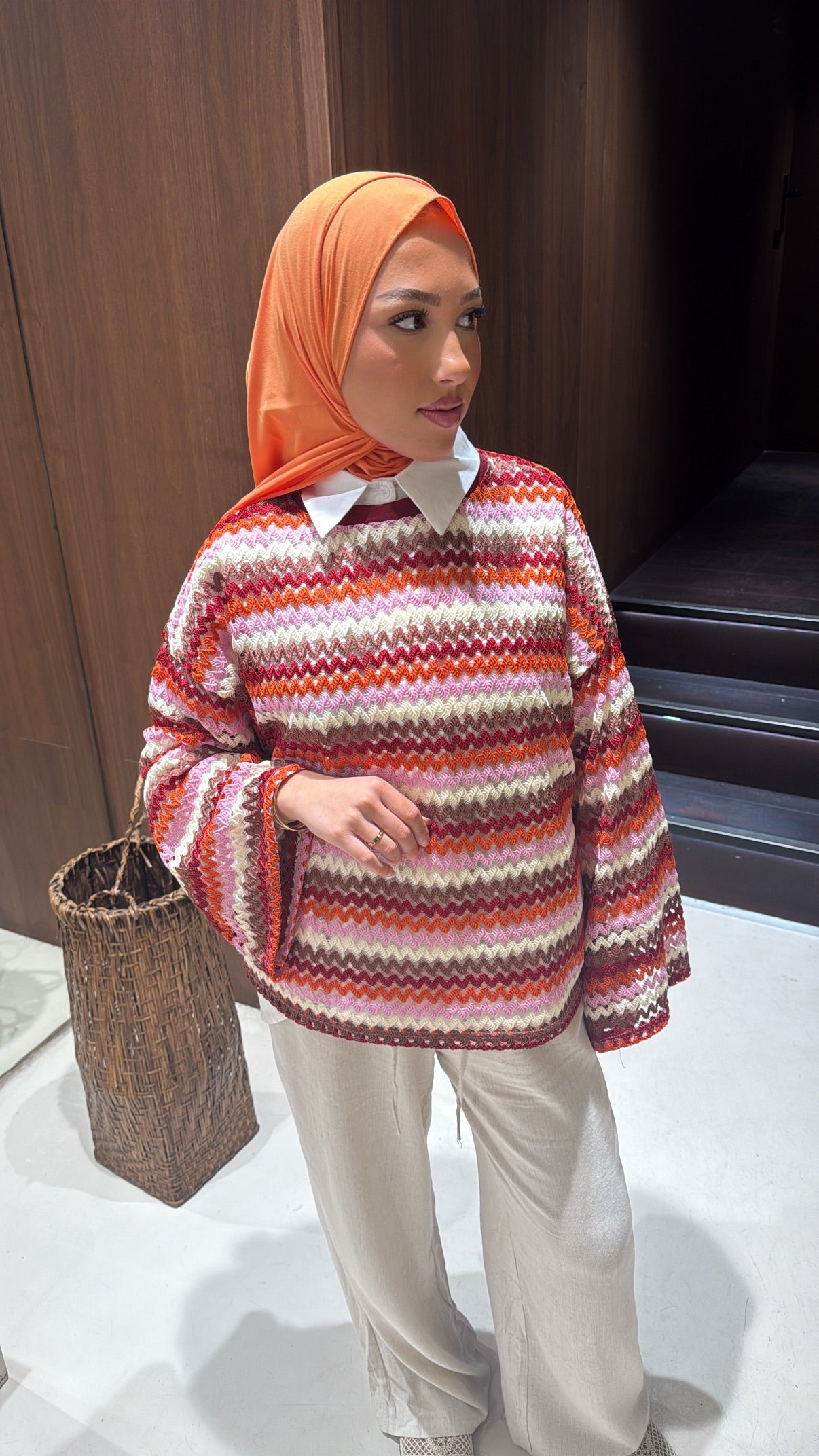 Haut tricot tricolore