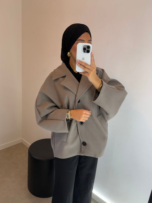 Manteau court taupe