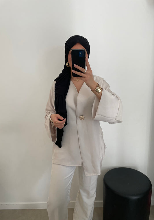 Blouse satinée crème