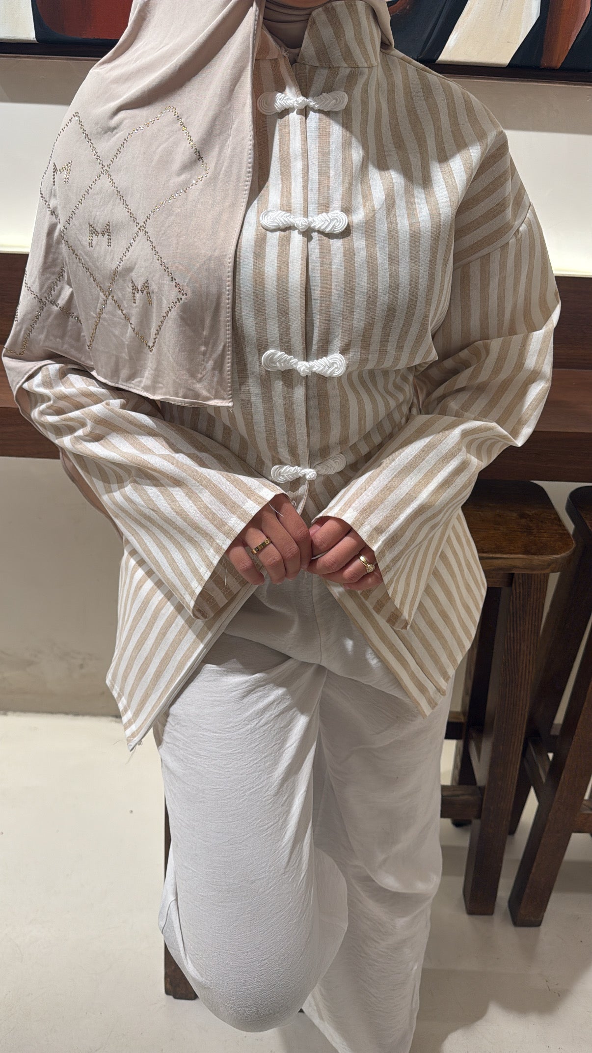 Haut à rayure beige