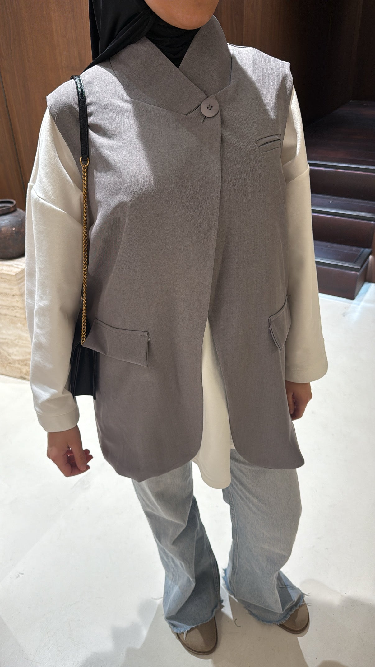 Blazer sans manche gris